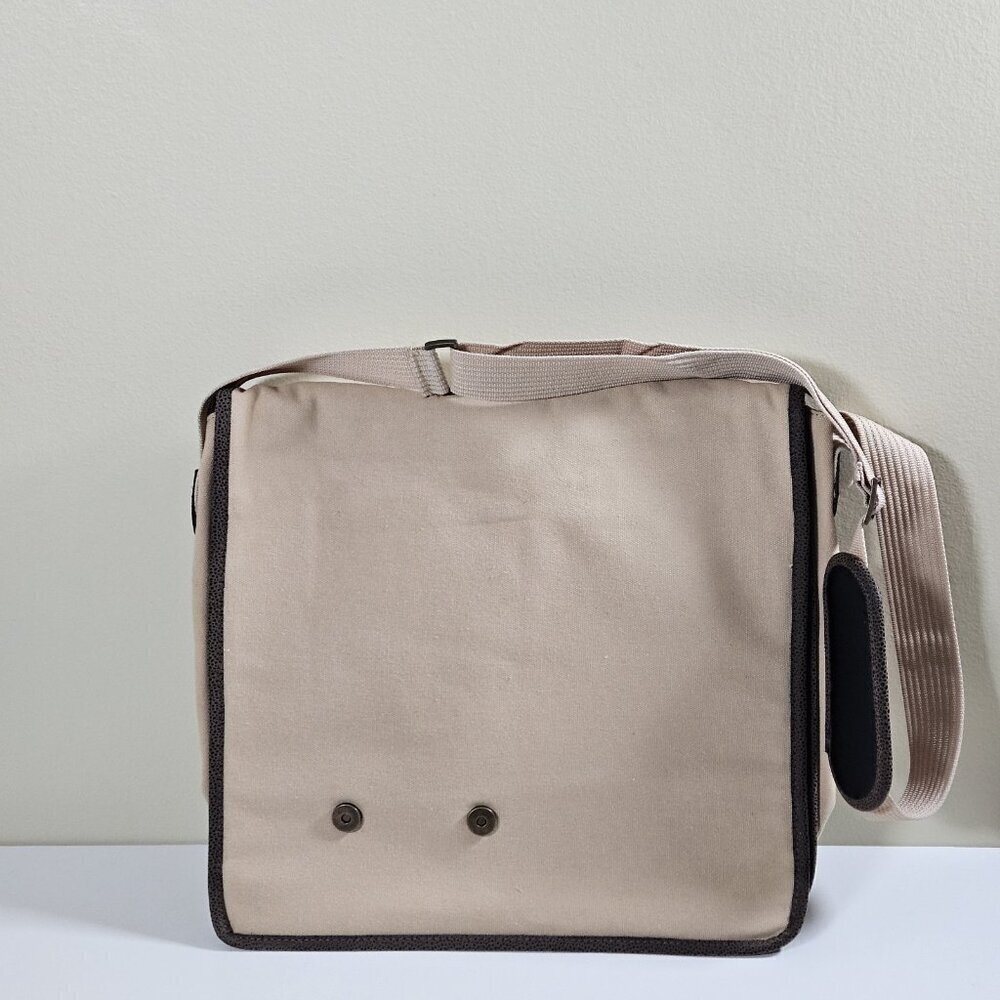 Kanata Sport Messenger Bag Beige Canvas Crossbody Pockets Shoulder Strap FLAW
